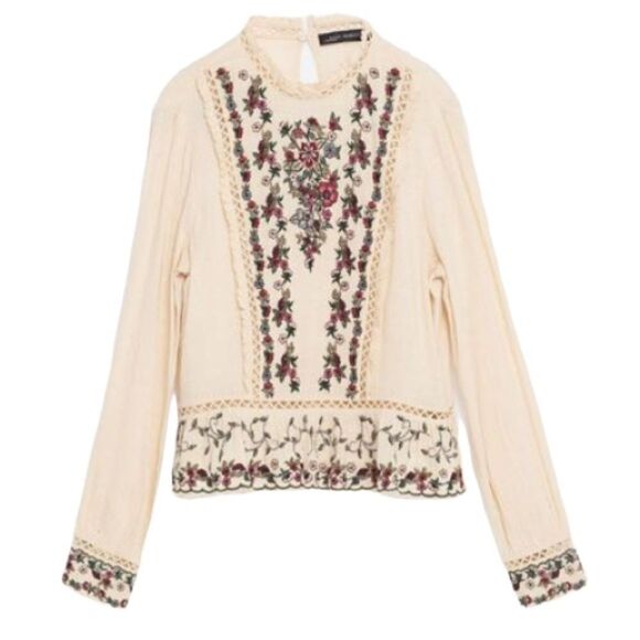 Zara Romantic embroidered blouse size medium - Picture 2 of 10